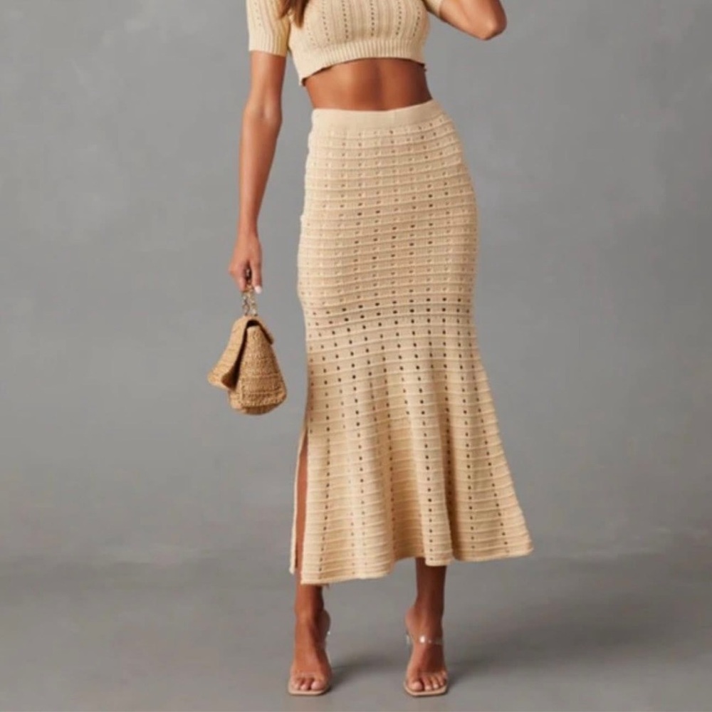 Vici Cream Knit Skirt Set